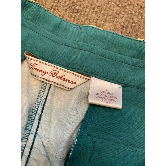 Tommy Bahama Pants Womens 6 Silk Floral Wide Leg Capri Tropical Cropped Green - Picture 6 of 7